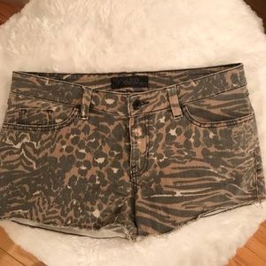 Guess denim leopard print shorts